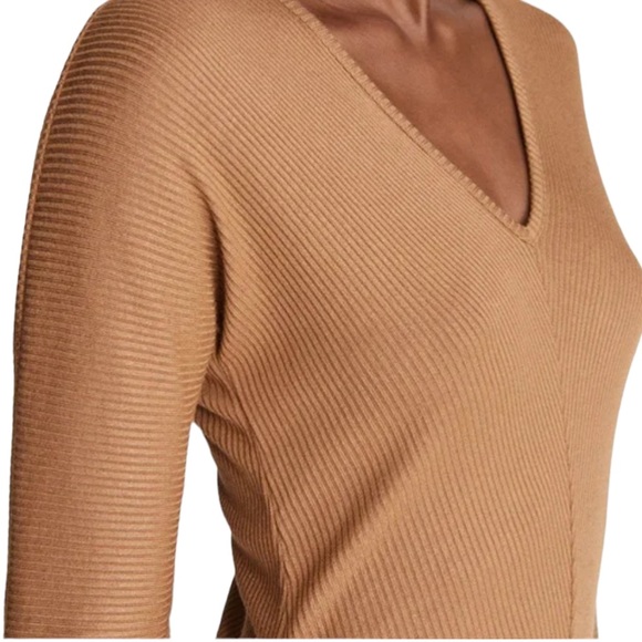 Rag & Bone The Knit Long Sleeve Rib Bias Dress in Camel Size S NWT - Picture 3 of 12